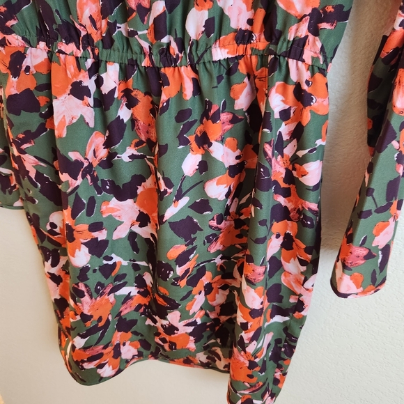J. Crew Green Floral Long Sleeve Dress Size 8 - Picture 4 of 5